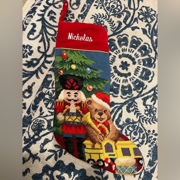 Vintage Other - vintage NICHOLAS Festive Nutcracker and Bear Christmas Stocking